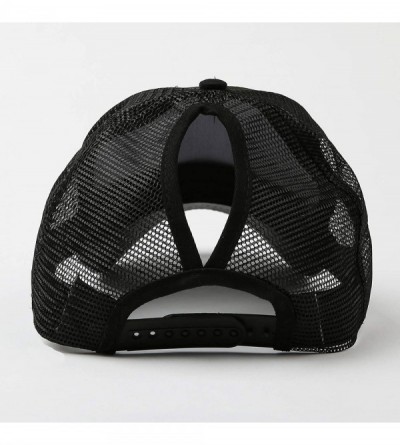 Baseball Caps Ponytail High Bun Hat Mesh Trucker Cotton Solid Baseball Cap PZ10042 - Black - CQ18TWNL0IR $14.60