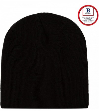 Skullies & Beanies 8" Stretch Beanie Watch Hat -Acrylic Rib Knit Winter Skully Cap - Black - CW18XEMZ7Z2 $11.78