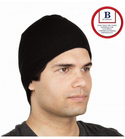 Skullies & Beanies 8" Stretch Beanie Watch Hat -Acrylic Rib Knit Winter Skully Cap - Black - CW18XEMZ7Z2 $11.78