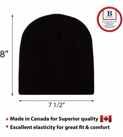 Skullies & Beanies 8" Stretch Beanie Watch Hat -Acrylic Rib Knit Winter Skully Cap - Black - CW18XEMZ7Z2 $11.78