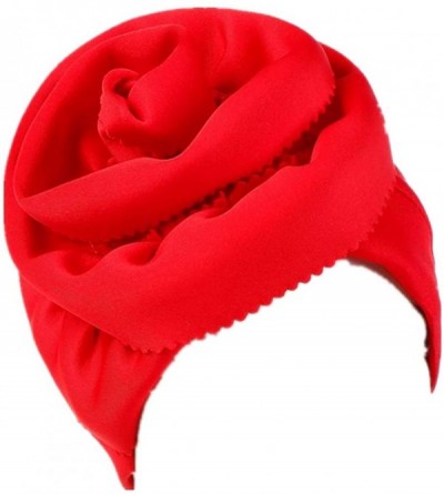 Skullies & Beanies Women Big Flower Silk Cotton Turban Beanies Headwear Satin Bonnet Head Wrap Chemo Hair Loss Cap Hat - Red ...