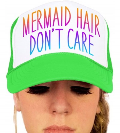 Baseball Caps Mermaid Hair- Don't Care Trucker Hat - Ngnw/Rainbow - CG12GLNJKIT $26.58