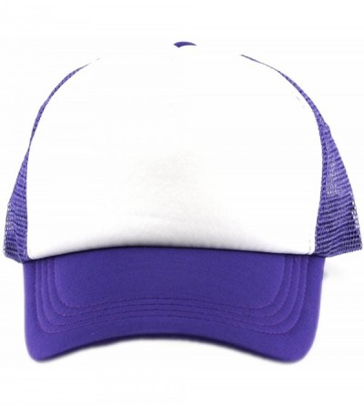 Baseball Caps Blank Mesh Adjustable Snapback Cotton 6-Panel Trucker Hat Cap - Purple/White - CM11LZX3UXH $9.97