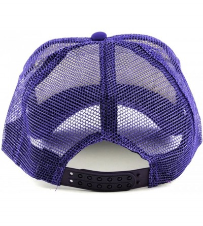 Baseball Caps Blank Mesh Adjustable Snapback Cotton 6-Panel Trucker Hat Cap - Purple/White - CM11LZX3UXH $9.97
