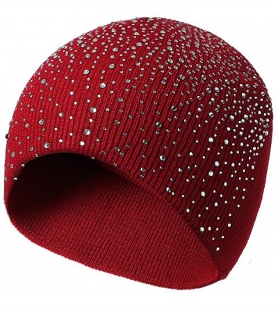 Skullies & Beanies Stretch Knitted Hairball Knitting - Wine Red - CF18A2N4MUR $9.89