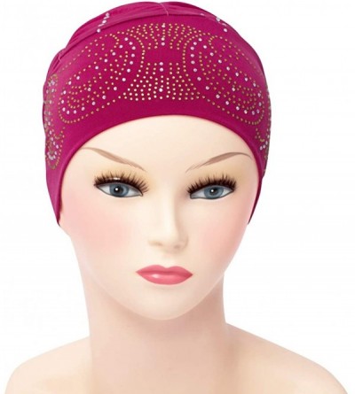 Skullies & Beanies Royal Snood Underscarf Beanie Hijab Cap Ruched with Rhinestones - Purple - CP18OUL0KN4 $12.77