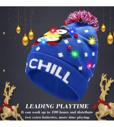 Skullies & Beanies Light Up Hat Beanie LED Ugly Xmas Party Beanie Cap Flashing Christmas Hat Knitted Cap for Women Kids - CG1...