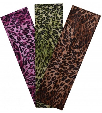 Headbands (Set of 3) Leopard Animal Print Stretch Headband - Pink / Green / Brown - CX11CMO13MD $19.79