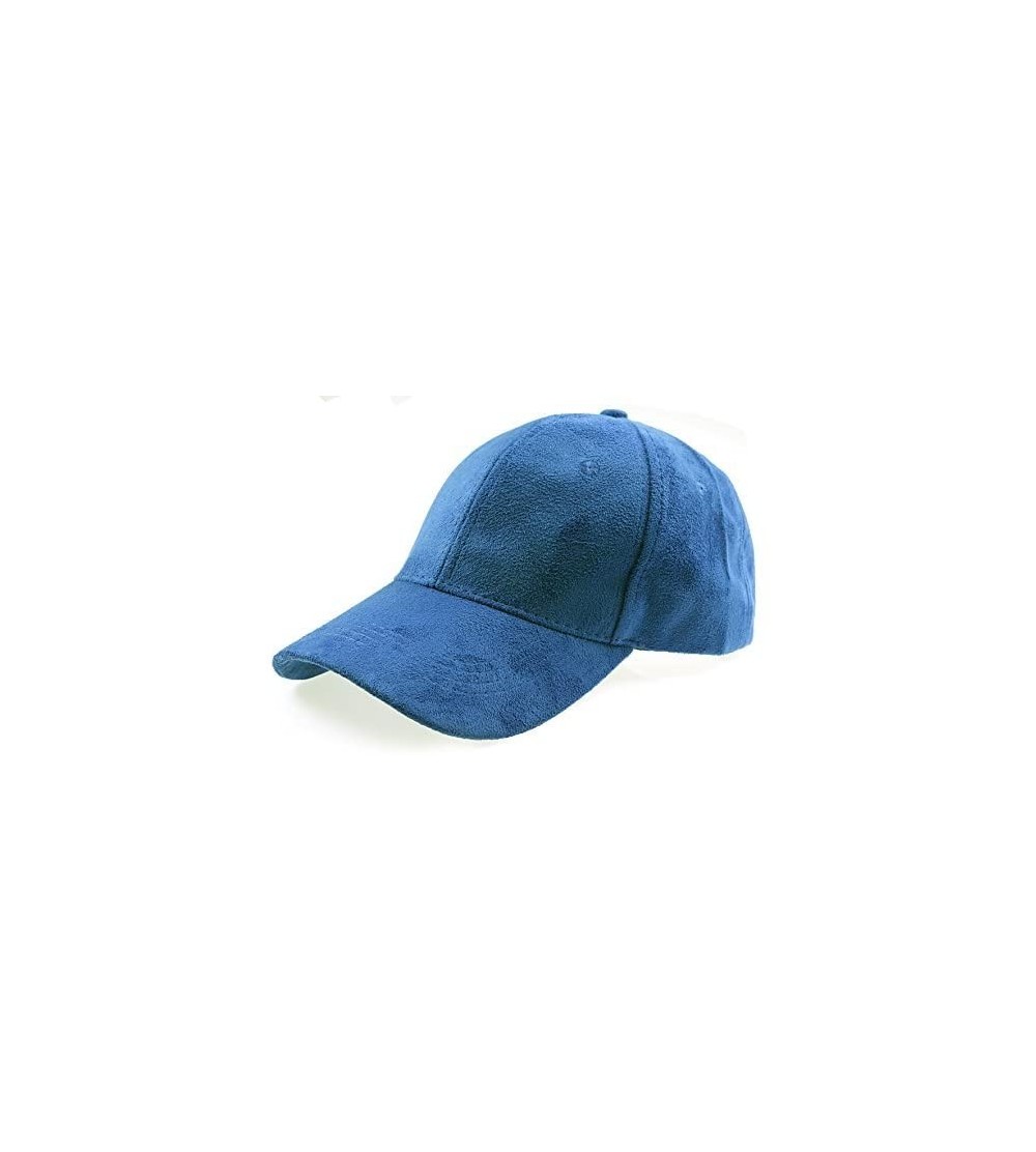 Sun Hats Classic Faux Leather Suede Adjustable Plain Baseball Cap - 1 Royal Blue - CN12NE2E21M $8.67