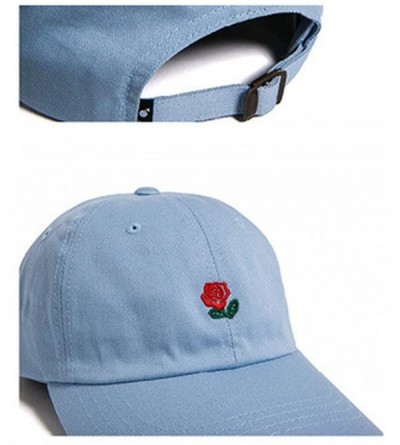 Baseball Caps Unisex Men Women Rose Embroidered Baseball Caps Golf Snapback Hip-hop Hat Adjustable - Light Blue - CY184QYIZI5...