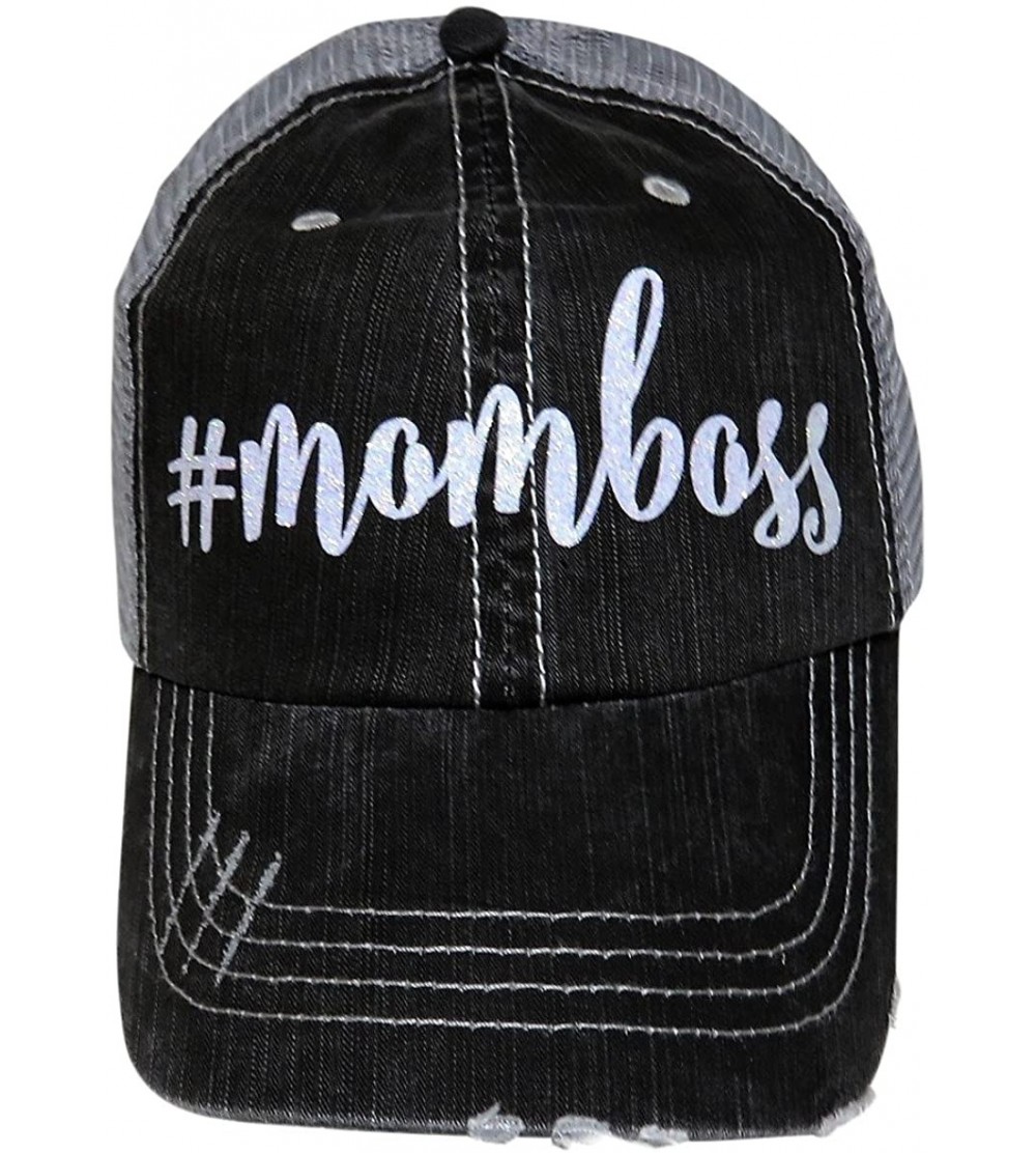 Baseball Caps White Glitter momboss Distressed Look Grey Trucker Cap Hat Fashion - C517YTMZY59 $18.13