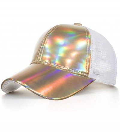 Skullies & Beanies Women Men Summer Adjustable Hip Hop Baseball Cap Laser Breathable Sun Cap - Gold - C618TC52G03 $11.24