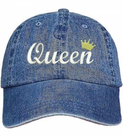Baseball Caps Queen Dad hat- Baseball Cap- Unisex - Denim - CG18HCIGAKQ $17.40