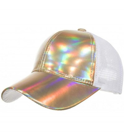 Skullies & Beanies Women Men Summer Adjustable Hip Hop Baseball Cap Laser Breathable Sun Cap - Gold - C618TC52G03 $11.24