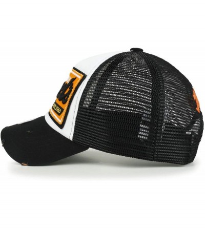 Baseball Caps Howel's Distressed Vintage Cotton Baseball Mesh Cap Snapback Big Trucker Hat - Black - CY1190JG9CR $21.54