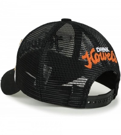 Baseball Caps Howel's Distressed Vintage Cotton Baseball Mesh Cap Snapback Big Trucker Hat - Black - CY1190JG9CR $21.54